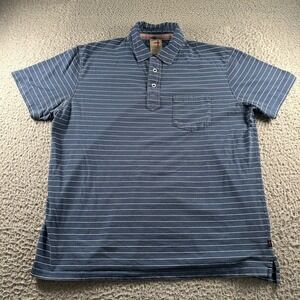 Relwen Polo Shirt Mens 2X Blue Thin Stripe Pocket Cotton Casual Huckberry
